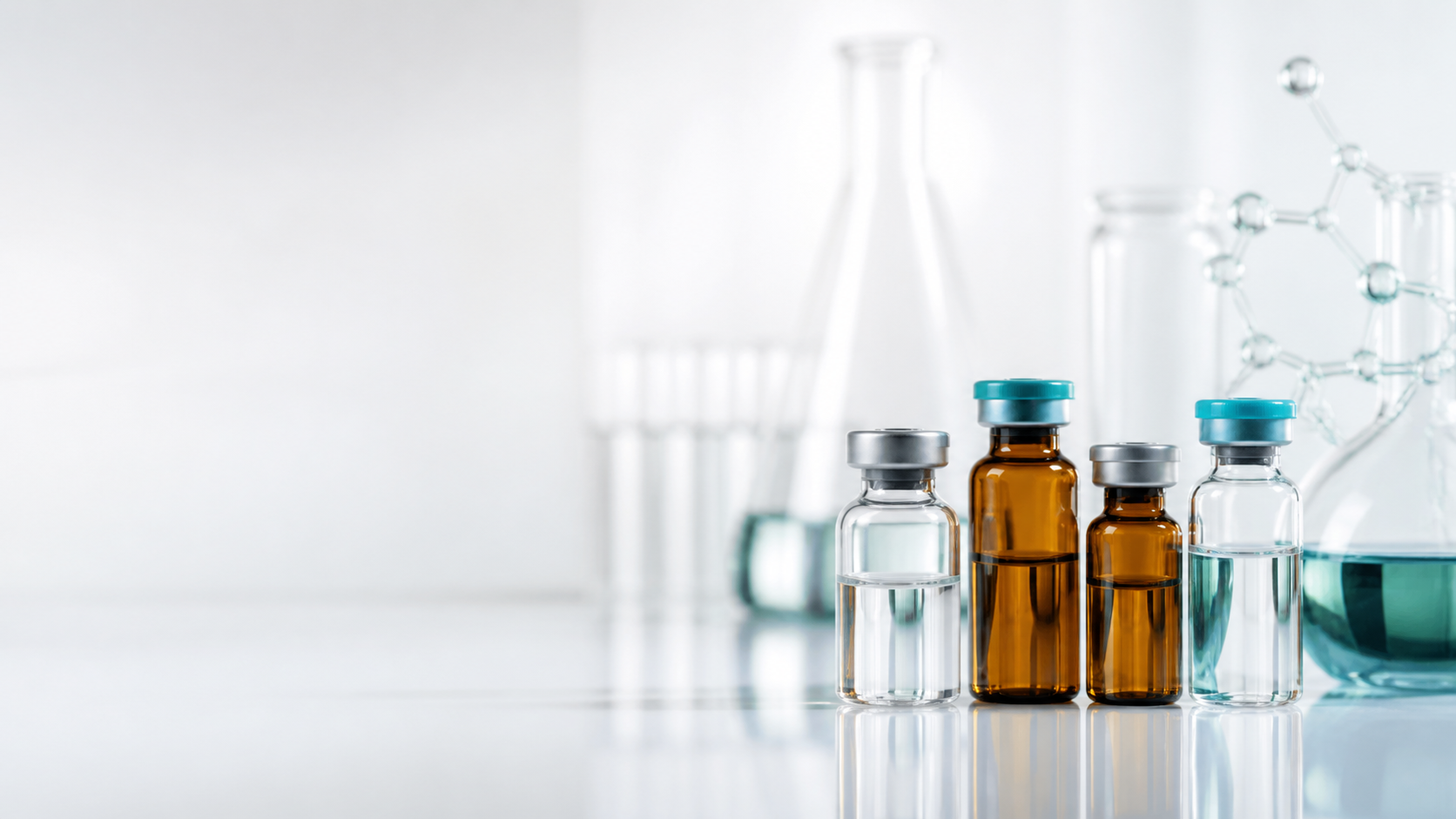 Clean laboratory vials and research glassware